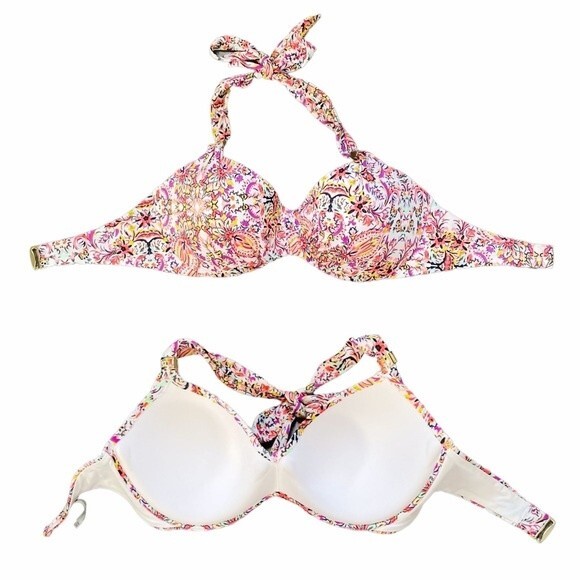 Victoria’s Secret Swim Bombshell Bikini Top Bright Floral Multicolor Size 32DD - Picture 2 of 9